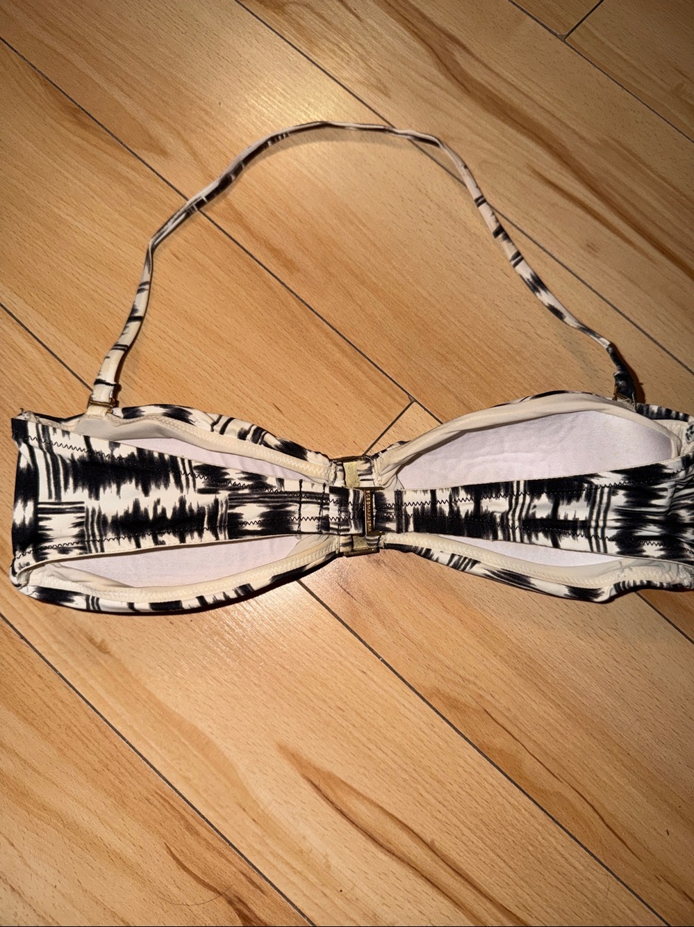 BCBGMaxAzria Black & White Bandeau Swim Top with Gold Accent - Picture 2 of 5